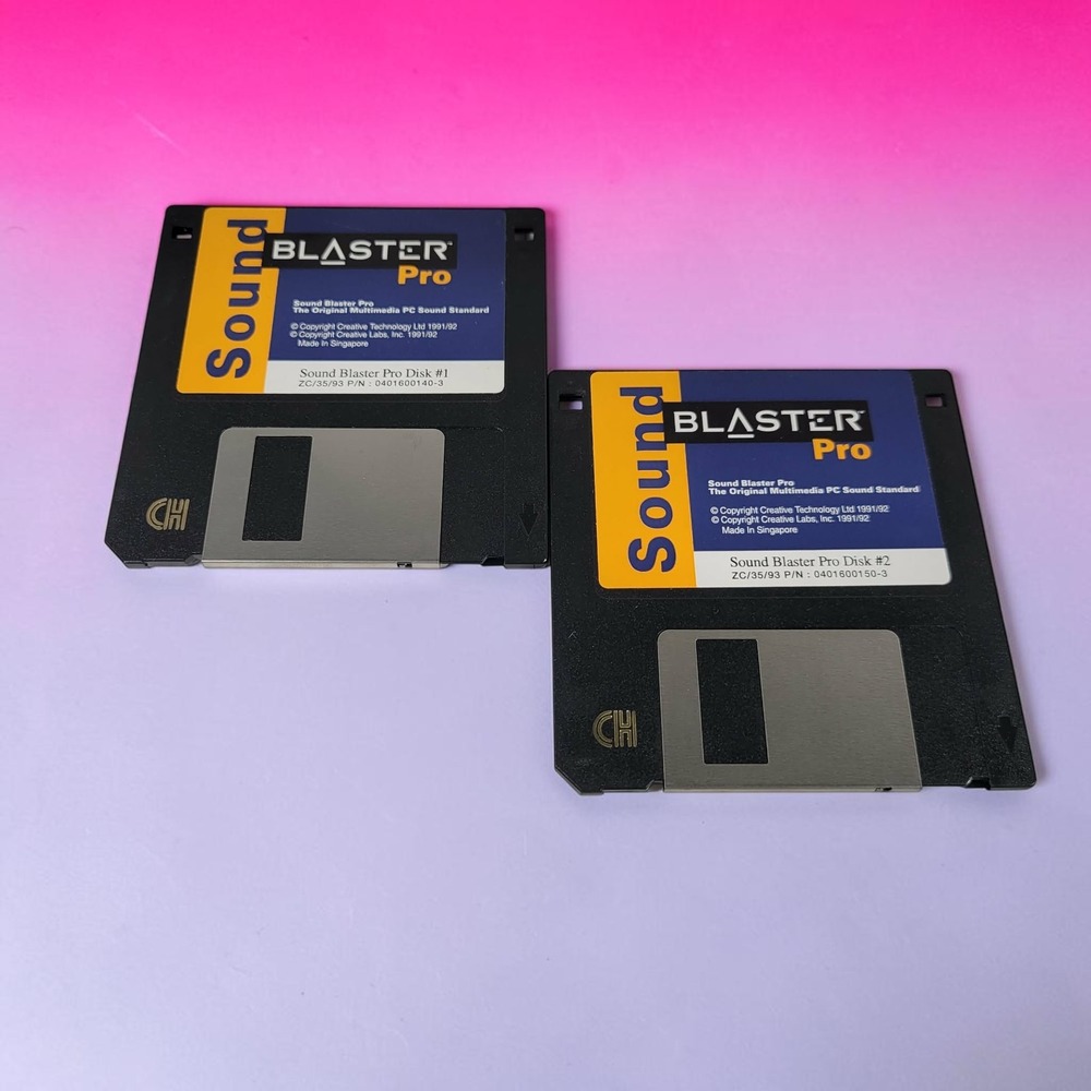 Creative Labs Sound Blaster Pro Floppy Disks 3.5" Set 2 Black Good Retro Vtg